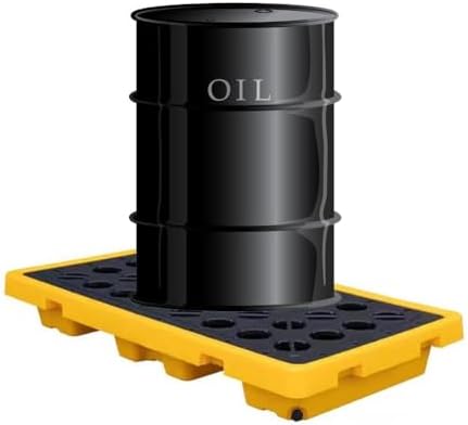 Heavy-Duty Modular Spill Containment Platform - Leak-Proof Plastic Sump Tray, Non-Slip Stackable Pallet for Industrial Use, 49x35x9cm, Ideal for Hazardous Material Storage