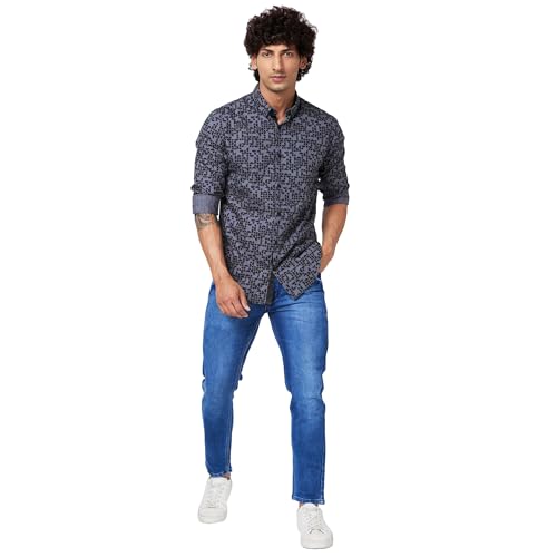 Image of Spykar Men's Regular Fit N /A Full Sleeve Printed Casual Shirts
