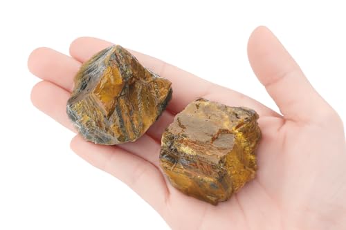 Image of 2Pcs Tiger Eye 1.8-2.2 inch Large Raw Crystals Stones Rough Rocks Tiger Eye Stone Healing Crystal for Wicca Reiki Wrapping DIY Cabbing Wire Decoration Polishing Natural Rock Gifts