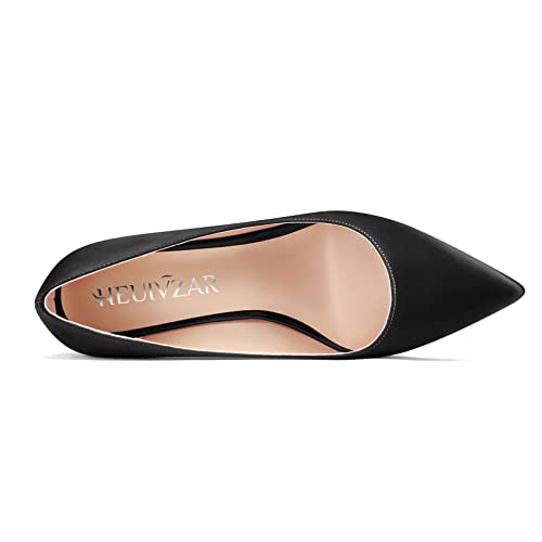 HEUIVZAR Women Wedge Pumps Pointed Toe Block Chunky Mid Low Heel Slip-on Dress Shoes Classic Satin 2 Inch4