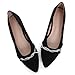 TN TANGNEST Womens Casual Flats Fashion Chain Pointed Toe Ballet Rhinestone Flat Comfort Slip On Dress Shoes Black 37(7)