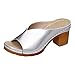 Women's Platform Chunky Heels Low Block Heeled Sandals Open Toe Slides Fashion Wedding Party Dress Sandals Casual Summer Mules Slip-on Shoes (9)