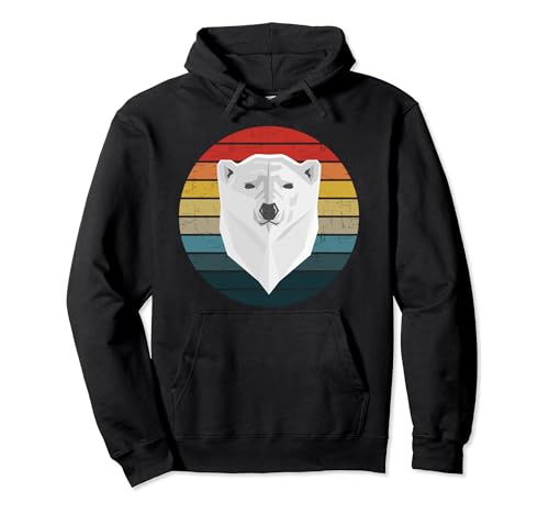 Oso polar vintage, puesta de sol, retro, diseño de colores coloridos Sudadera con Capucha