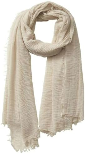 Cotton Blend Crinkle Vintage Soft Scarf with Fringed Edges,linen scarf,shawl,travel