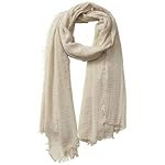 Cotton Blend Vintage Soft Scarf With Fringed Edges