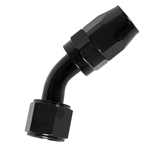Image of 1PCS 8AN 45 Degree Swivel Hose End Fitting for Braided CPE Fuel Line Anodized Aluminum Alloy Black