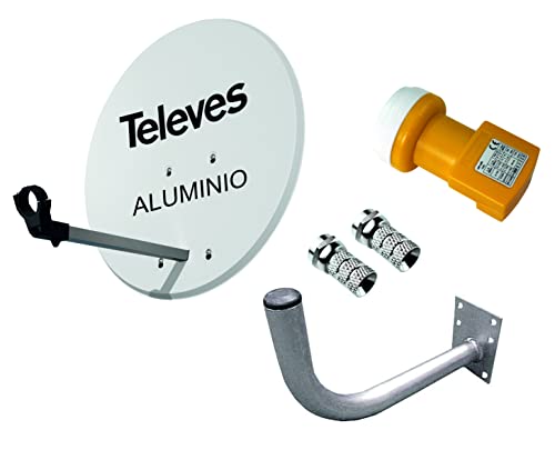 Kit Antena PARABOLICA para Astra TELEVES 83cm Aluminio + Soporte A Pared + CONECTOES Y LNB