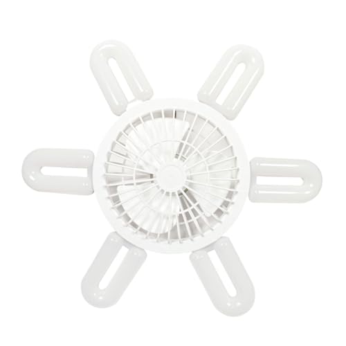 Zymoplas Luz de ventilador de techo casero con alta intensidad viento para verano fresco ventilador portátil recargable eléctrico de abs, blanco, brillante de 6 hojas