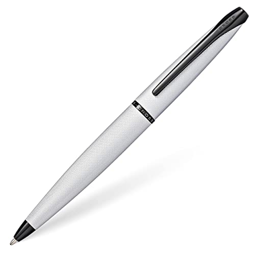 Image of Cross ATX Brushed Chrome Premium Ballpoint Pen with Black Trims - Medium Point, Smooth Black Ink, Premium Gift Boxed