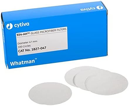 Whatman 1827-055 Glass Microfiber Binder Free Filter, 1.5 Micron, 3.7 s/100 mL Flow Rate, Grade 934-AH, 5.5 cm Diameter (Pack of 100)