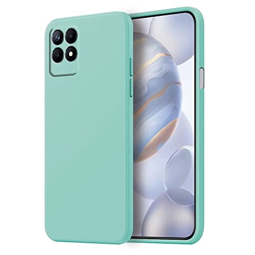 HONLEN Funda Compatible para Realme 8i / Realme Narzo 50 (4G) Case, (6.6' Inches) Líquida TPU Silicona Cover con Anti-Rasguño, Cáscara Suave Cubierta Cian Claro
