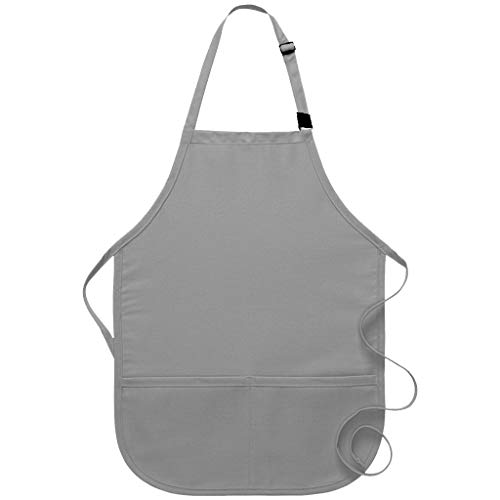 Daystar Apparel 252 Break-Away Two Pocket Child Bib Apron, Silver #TOP3