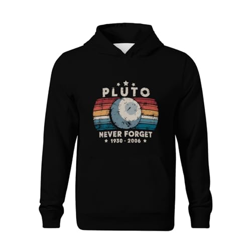 Kids Never Forget Pluto Funny Vintage Retro Astronomy Space Boys Girls Lightweight Kangaroo Pocket Hoodies2