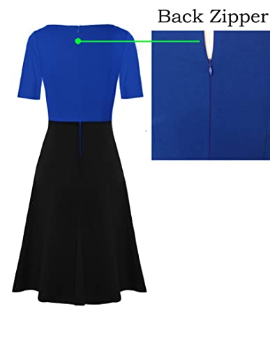 VFSHOW Womens Elegant Front Zipper Crisscross Waist Slim Wear to Work Business Office A-Line Dress4