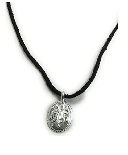 Image of Unisex Adult Pure Silver Hanuman Ji Pendant (Paatdi Pack Nazar For New Born Babies Kids, Black Pure Relaxed Fit Thread Protection