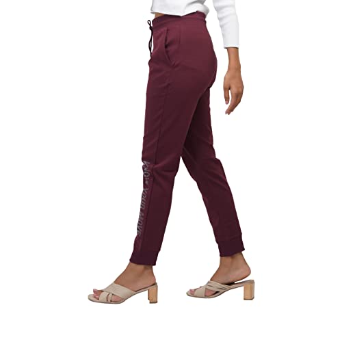 Image of EcoLove Women's Solid Poly-Cotton Interlock Ankle Length Track Pants