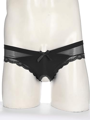 Sxiwei Mens Mesh Lace Sheer Briefs Sissy Panties Low Rise Hollow Out Low Rise Underwear Underpants3