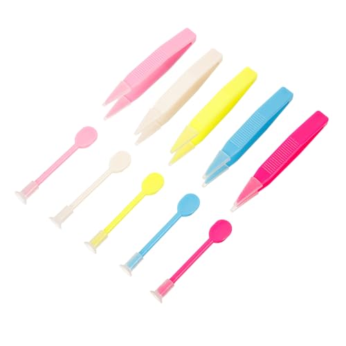 FOMIYES Rimozione Lenti Kit 10 Pezzi Pinzette e Bastoncini Aspirazione per Viaggi, Custodia Plastica Riutilizzabile, Accessori Viaggiare Colore Casuale