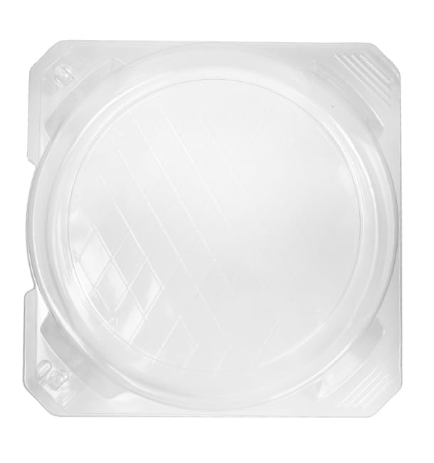 115 Envases de Plástico PET con Tapa Bisagra, Ø23x5cm, Transparente, Tapa Abatible, Reciclable, Desechable, Tarrina para Comidas, Take Away, Comida para Llevar.