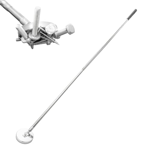 Heavy Duty 100lbs Magnetic Pickup Tool, Industrial Strength Magnet Sweeper with Stainless Steel Handle, Powerful Metal Pickup Stick for Screws, Nails, Bolts, Garage Workshop Construction