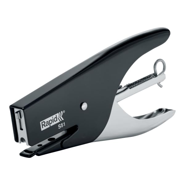 Rapid S51 Retrò Classic, Cucitrice a pinza capacità fino a 15 fogli, Cucitrice in acciaio ergonomica, Caricamento posteriore, Compatibile con punti 21/4, Nero, 10538705
