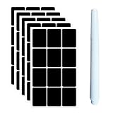 Fezf Etiquetas de Pizarra - 60 Pegatinas de Pizarra Reutilizables + 1 Marcador de Tiza Blanco Removible para Decorar Tarros, Casa y Oficina