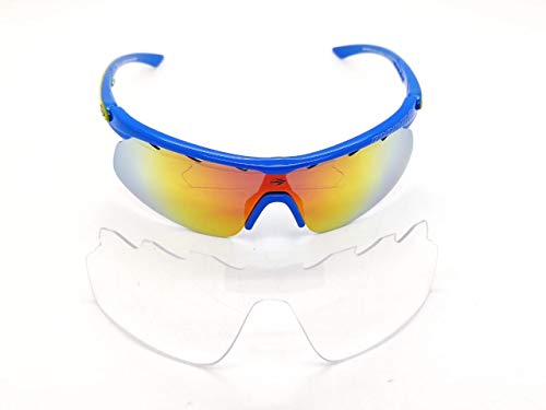 Óculos de Sol Mormaii ATHLON 2 440 A67 91 Azul Lente Espelhada Laranja Amarelo Azul Tam 134