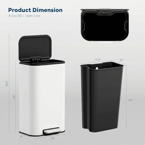 Caneca de basura rectangular de acero inoxidable 8 gal miniatura 2