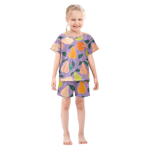 Pear Purople Pajama Set Short Sleeve PJS 2 Piece Summer Pajamas Shorts Sets Cotton 5Y3