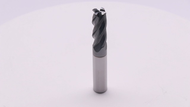 Image of 3 /8 inch 4 Flute Solid Carbide End Mill - .040 inch Corner Radius, AlTiN Coated | 35 Helix, 3 /8 inch Cutting Dia, 3 /8 inch Shank Dia, 1 inch LOC, 2-1 /2 inch OAL For Milling Alloy Steel, Cast Iron, Copper