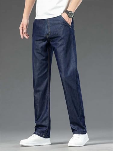 Men's Summer Thin Jeans Loose Straight Classic Business Wide Leg Denim Pants3
