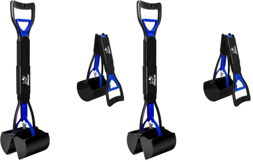 Image of SZHLUX 28 inch Pooper Scooper, Foldable Dog Pooper Scooper with Unbreakable Material and Durable Spring for Grass and Gravel, Blue (Pack of 2)