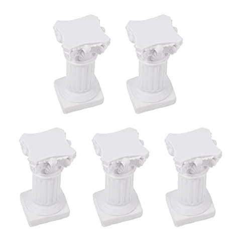 generic 5 Stück weiße römische Stumpen-Statuen griechische Säulen Kerzenhalter Mini Harz Römische Stumpen Statue Harz Kerzenständer Hochzeit Tischdekoration Haus Garten Cover
