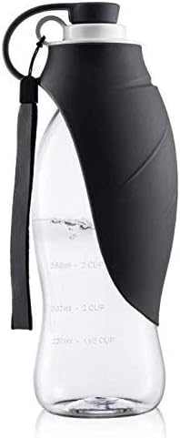 Portable Dog Water Bottles, Reversible & Lightweight Travel Pet Water Dispenser with Expandable Silicone Flip-Up Leaf, Made of Food-Grade Silicone 20 oz (Gray)