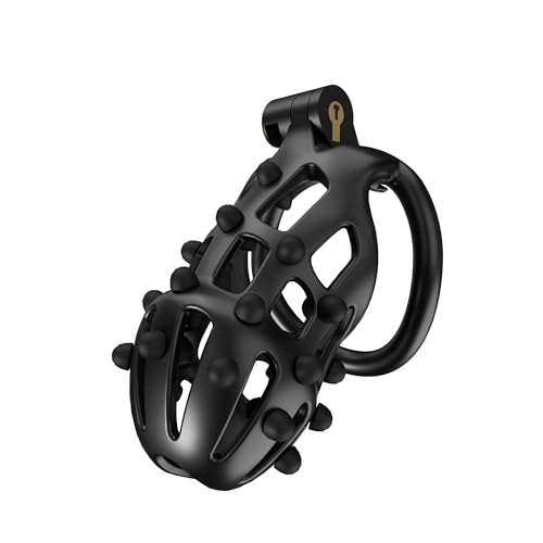 WOLWES Esercitatore Maschile di Alta qualità in Resina Nera per la Parte Inferiore del Corpo con Punte in Silicone (Anelli curvi) A173 (C)