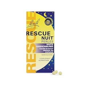 Rescue Nuit Perles, Participe à des nuits sereines, sans alcool, Vegan, Complément alimentaire, Soutien du sommeil, Capsule 1 Boîte de 14
