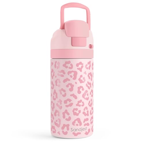 Image of Leopard Skin Kids Insulated Stainless Steel Water Bottle 16 Oz, Travel Tumbler for School, Sports for Girls, Birthday, Back To School