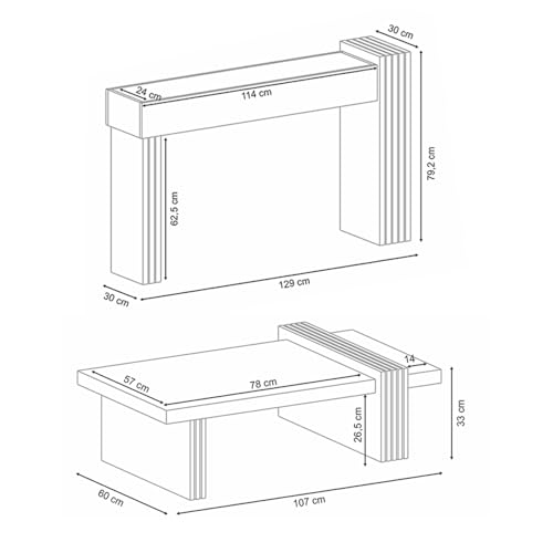 Conjunto de Aparador e Mesa de Centro com Espelho Riad Freijó/Preto G26 - Gran Belo