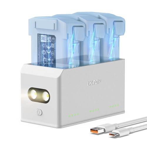 LKTOP Hub de charge de batterie Mini 5Pro/4 Pro/3 37 W USB-C rapide pour DJI Mini série 5/4/3/Plus, accessoires de drone SKYROVER X1, lumières LED de stockage mode SOS