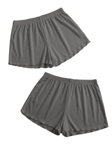 Image of Floerns Women's Plus Size Solid Pajama Shorts 2 Pack Soft Lounge Sleep Shorts