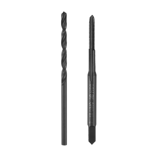 sourcing map Tap & Drill Bit Set, 1pcs 3-48 UNC Straight Flute Thread Taps and 1pcs 2.1mm Twist Drill Bits, Black Oxide HSS6542 Screw Tapping Threading Tools