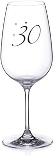 DIAMANTE Swarovski"30th Birthday" Wine Glass  Single Crystal Wine Glass with Platinum 30 Embossed and Swarovski Crystals  Gift Boxed