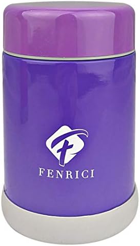 Thermos for Kids By Fenrici, 10 oz, No Plastic Contact With Hot Food, Hot or Cold Food Lunch Container For Kids, BPA-Free, Double-Wall, Durable Stainless Steel Vacuum Insulated Food Jar, Purple