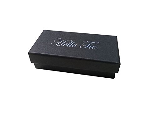 Hello Tie Men's Pre-Tied Black Cotton Bowtie With Luxury Pu Inlay Bow Ties, Golden, One Size #TOP2