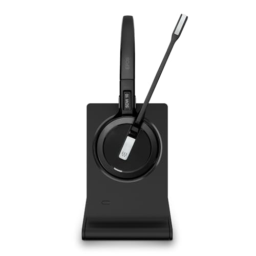 Image of EPOS Impact 5000 Go MS 3-in-1 Wireless DECT Headset with USB-A Dongle, Foldable Charge Stand, Microsoft Teams Certified, Noise-Cancelling Mic, Up to 135m Range