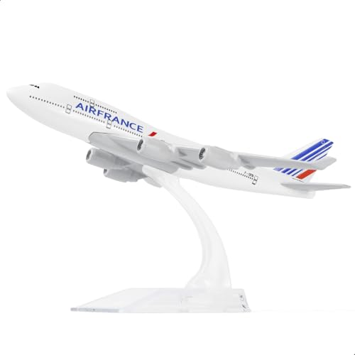 QIYUMOKE 1/400 Flugzeugmodell für Air France 747 Modellflugzeug mit Ständer (6 Zoll lang) für Boeing 747 Legierungsmodellflugzeug Geschenk für Luftfahrtbegeisterte oder Desktop-Display-Dekoration