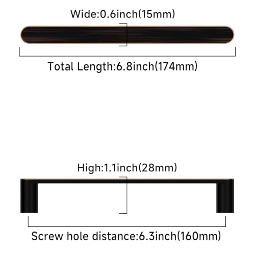 Image of Asidrama 10 Pack 6.25 Inch(160mm) Oil Rubbed Bronze Cabinet Pulls Heavy-Duty Solid Kitchen Cabinet Handles Oil Rubbed Drawer Hardware for Bathrooms Cupboard 3644