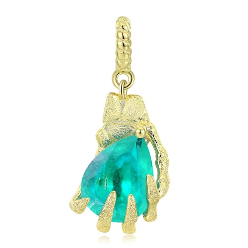 Collier main de squelette argent 925 et pierre goutte verte KELIEQA 45cm - 2