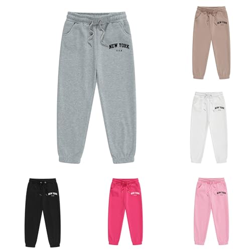 Graphic Sweatpants for Girls Letter Print New York Baggy Jogger Pants Elastic High Waist Lounge Athletic Pants 2-13Y3