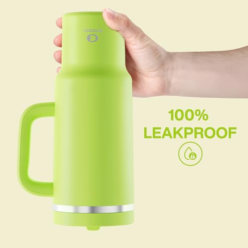 Image of ENCOOL 40 oz Tumbler with Handle and Straw: Stainless Steel Insulated Tumbler Keeps Cold for 24 Hours, Leakproof Travel Cup Fits in Cup Holder and BPA-Free,Sharp Green
